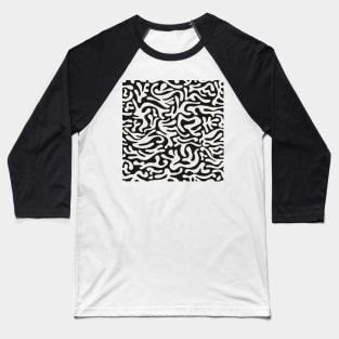 Black and Ivory Doodles / Minimal Pattern Baseball T-Shirt